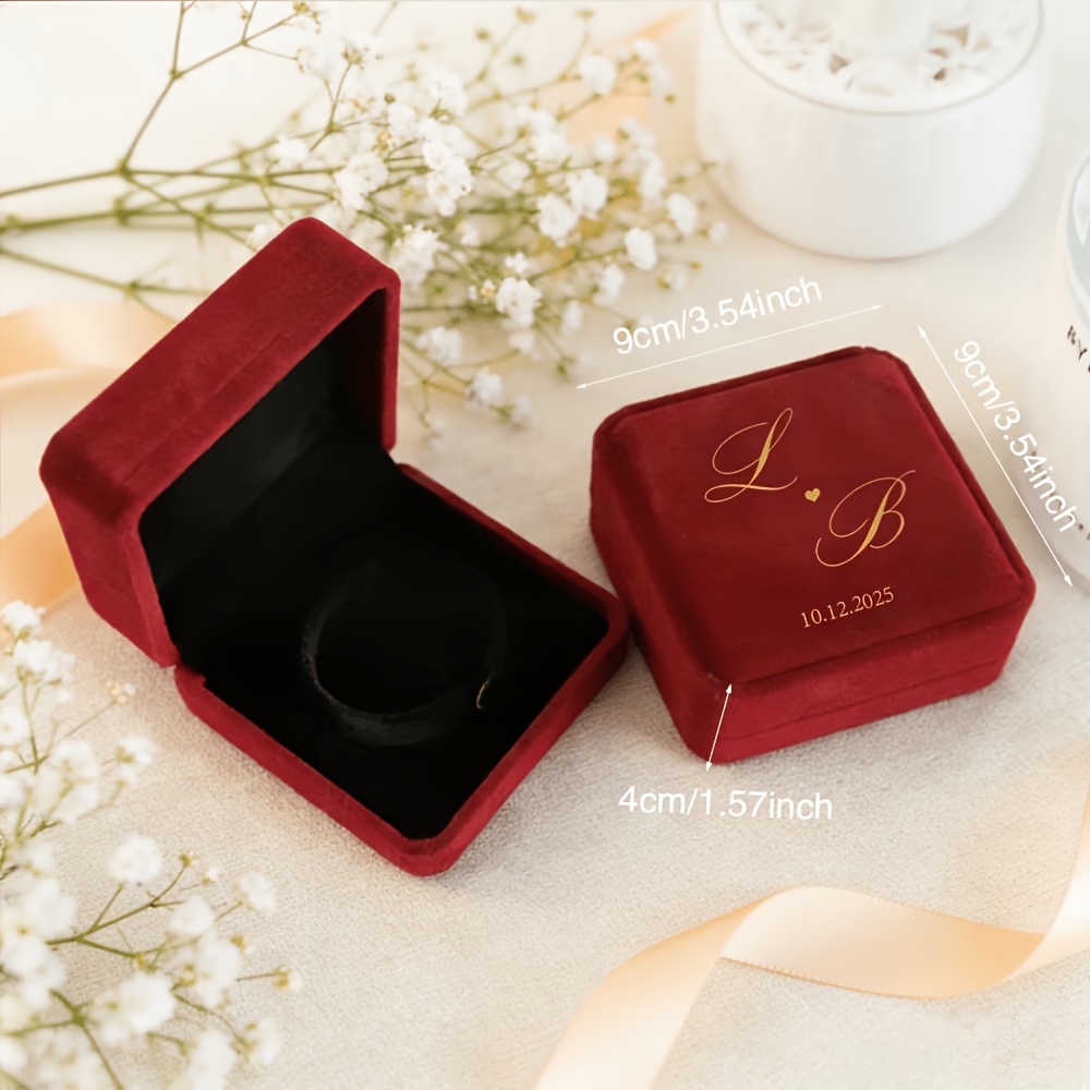 Personalized Velvet Bracelet Necklace Box, Custom Name Gift